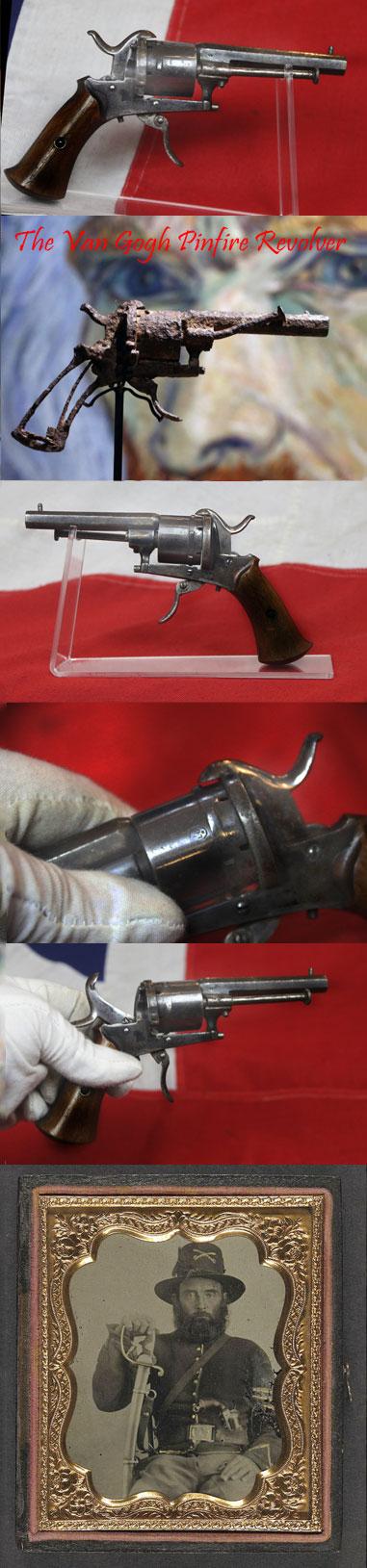 19th Century, 1858 Lefrauchaux 7mm Pinfire Pocket Revolver, With Foldaway Trigger. A Pair To The Vincent van Gogh Pistol That Sold for $182,000 in June 2019. A Very Interesting And Inexpensive Original Antique Arms And Armour Collectible