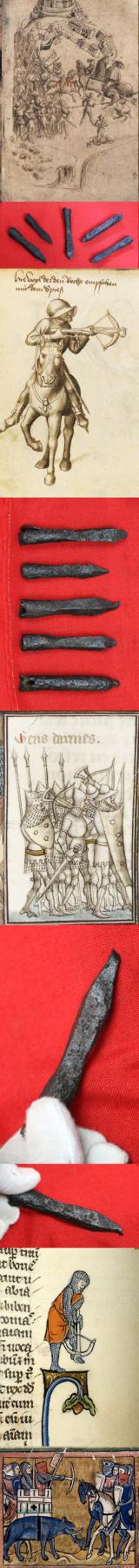 Very Small Exclusive Collection of Amazing Crossbow Relics From the 1st Battle of Scottish Independence, The Battle of Bannockburn, in 1314, Crossbow Quarrel Heads. The Decisive Victory of Robert the Bruce In Combat Against King Edward II