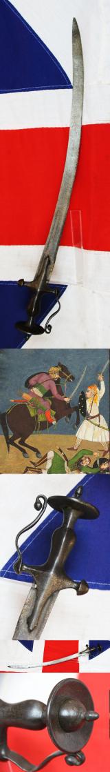 A Really Good and Interesting 18th Century Indian Sikh or Mughal Empire Lahore Combat & Battle Talwar, With a Good Blade