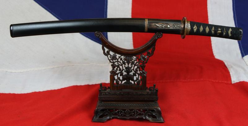 A Wonderful Samurai Sword Wakazashi Circa 1600 Mounted with a Fully Matching Original Edo Suite of Kiri 桐, The Japanese Empress Tree Design Mounts of Very High Quality, In Exceptional Overall Condition