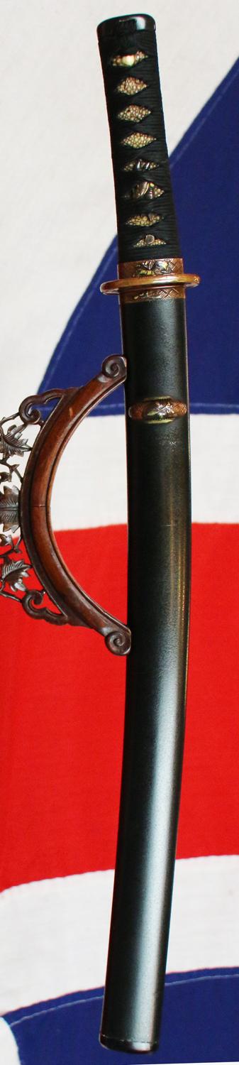 A Wonderful Samurai Sword Wakazashi Circa 1600 Mounted with a Fully Matching Original Edo Suite of Kiri 桐, The Japanese Empress Tree Design Mounts of Very High Quality, In Exceptional Overall Condition