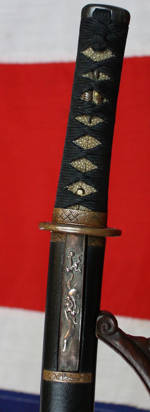 A Wonderful Samurai Sword Wakazashi Circa 1600 Mounted with a Fully Matching Original Edo Suite of Kiri 桐, The Japanese Empress Tree Design Mounts of Very High Quality, In Exceptional Overall Condition