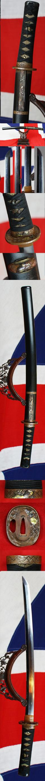 A Wonderful Samurai Sword Wakazashi Circa 1600 Mounted with a Fully Matching Original Edo Suite of Kiri 桐, The Japanese Empress Tree Design Mounts of Very High Quality, In Exceptional Overall Condition