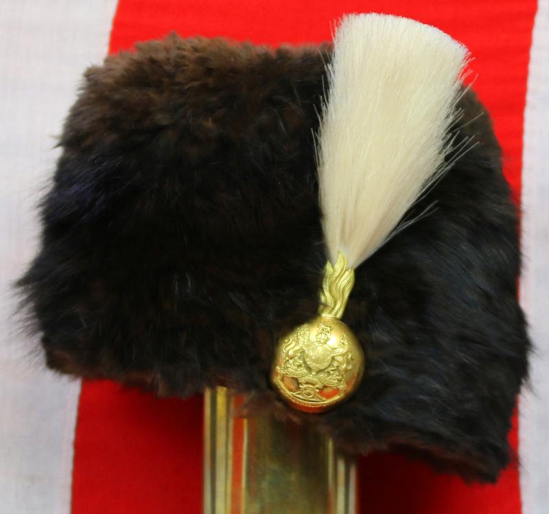 A Superb Boer War Period Royal Artillery Officer's Sable Busby With Near Mint Gilt Grenade Plume Holder With Royal Crested Badge of the Royal Artillery.