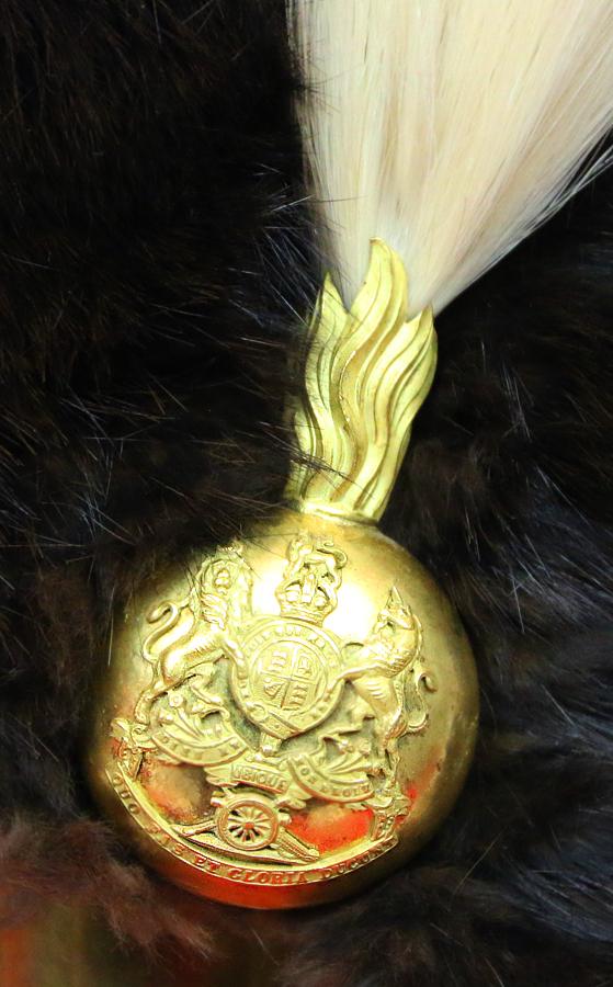 A Superb Boer War Period Royal Artillery Officer's Sable Busby With Near Mint Gilt Grenade Plume Holder With Royal Crested Badge of the Royal Artillery.