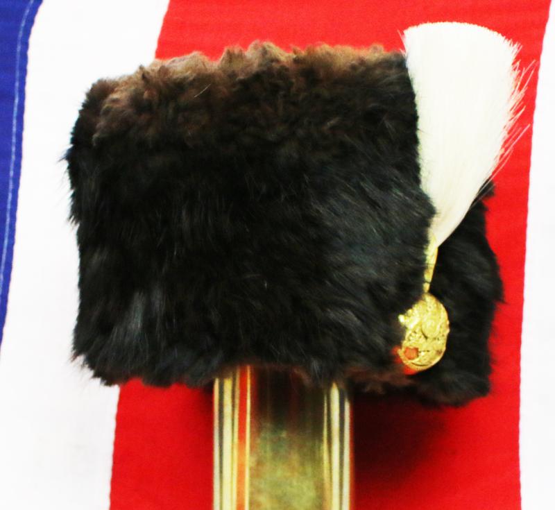 A Superb Boer War Period Royal Artillery Officer's Sable Busby With Near Mint Gilt Grenade Plume Holder With Royal Crested Badge of the Royal Artillery.