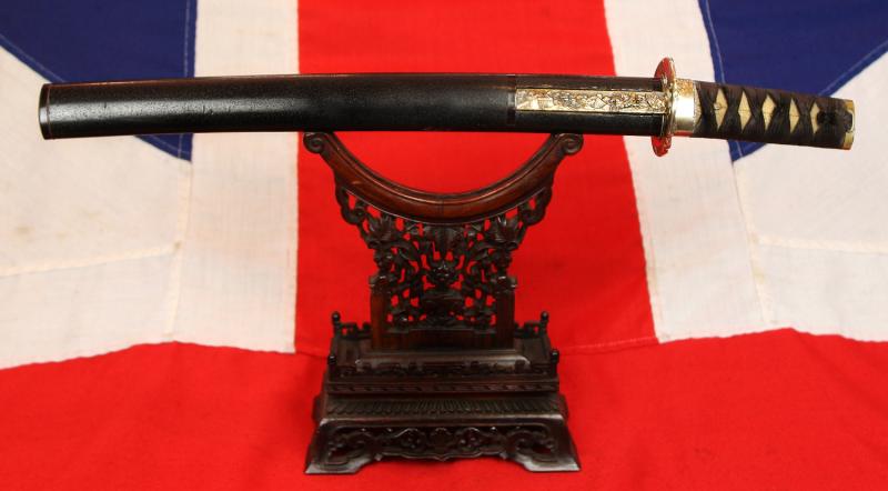 A Most Attractive & Handsome Antique Shinto Wakazashi Around 1600. With Silver Koshirae & Late Edo Sukashi Hawk & Chidori Tsuba. Fine Blade With Beautiful Suguha Hamon, Itame Hada. In Full and Beautiful Polish .