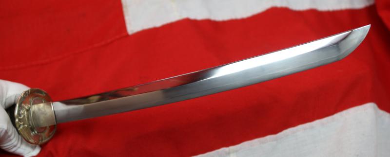 A Most Attractive & Handsome Antique Shinto Wakazashi Around 1600. With Silver Koshirae & Late Edo Sukashi Hawk & Chidori Tsuba. Fine Blade With Beautiful Suguha Hamon, Itame Hada. In Full and Beautiful Polish .