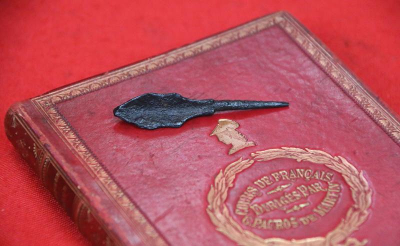 A Superb Condition 1415 ad Relic From the Battle of Agincourt. A Fierce-Some Armour or Helmet Piercing Welsh Longbowman's Tanged Trefoil Blade Arrowhead. Recovered From Azincourt in the 1820's During a Grand Tour By Family of Scottish Nobility