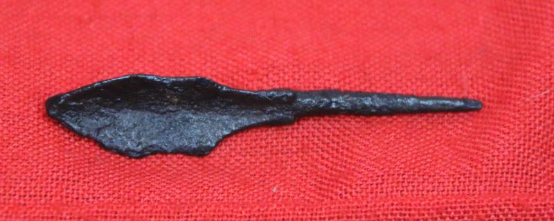 A Superb Condition 1415 ad Relic From the Battle of Agincourt. A Fierce-Some Armour or Helmet Piercing Welsh Longbowman's Tanged Trefoil Blade Arrowhead. Recovered From Azincourt in the 1820's During a Grand Tour By Family of Scottish Nobility