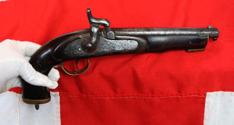 A Rare, Very Early, 19th Century 'Pre-Worker's Union' British 'General Strike' Period Pistol, 19th Century Percussion Pistol With A 'Chartist Riot' Factory Armoury Label. Used in the 1842 General Strike, Also Known As 'The Plug Riots'