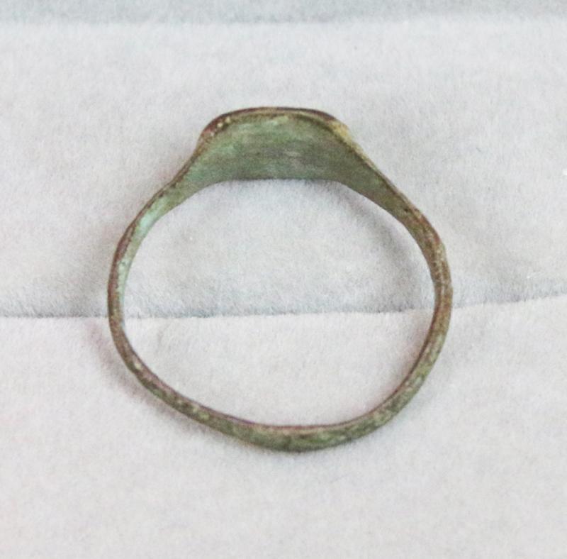 A Very Fine Ancient Roman Status Copper Bronze Ring Discovered Around 200 Years Ago Near Hadrian's Wall Circa 1820 Engraved With Pagan Sun Cross