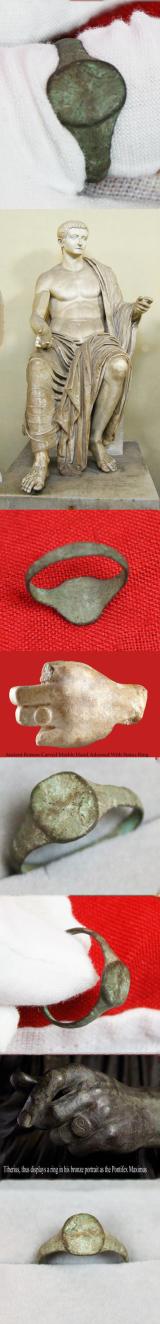 A Very Fine Ancient Roman Status Copper Bronze Ring Discovered Around 200 Years Ago Near Hadrian's Wall Circa 1820 Engraved With Pagan Sun Cross