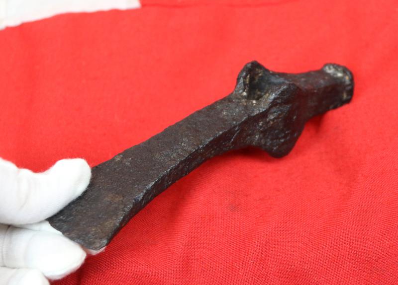 A Rare, Original, Ancient Viking Wrought Iron Hammer Adze For Viking Long Boat & Roundhouse Construction Found Near Camphill, North Yorkshire, In The 19th Century, Circa 1870's. Around 1100 to 1200 Years Old