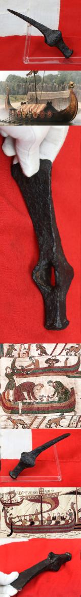 A Rare, Original, Ancient Viking Wrought Iron Hammer Adze For Viking Long Boat & Roundhouse Construction Found Near Camphill, North Yorkshire, In The 19th Century, Circa 1870's. Around 1100 to 1200 Years Old