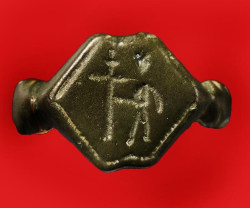 1000 Year Old Superb Crusades Period Bronze Status Ring of A Norman Knight of Christ of The 1st Crusades. Depicting Christ Bearing His Crucifix for The Crucifixion. In Excellent Condition with Fine Original Age Patination