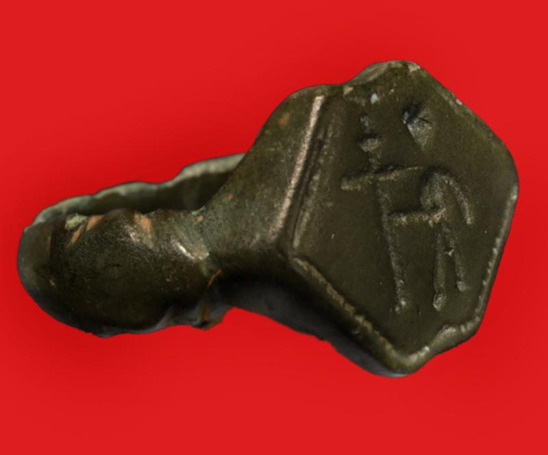 1000 Year Old Superb Crusades Period Bronze Status Ring of A Norman Knight of Christ of The 1st Crusades. Depicting Christ Bearing His Crucifix for The Crucifixion. In Excellent Condition with Fine Original Age Patination