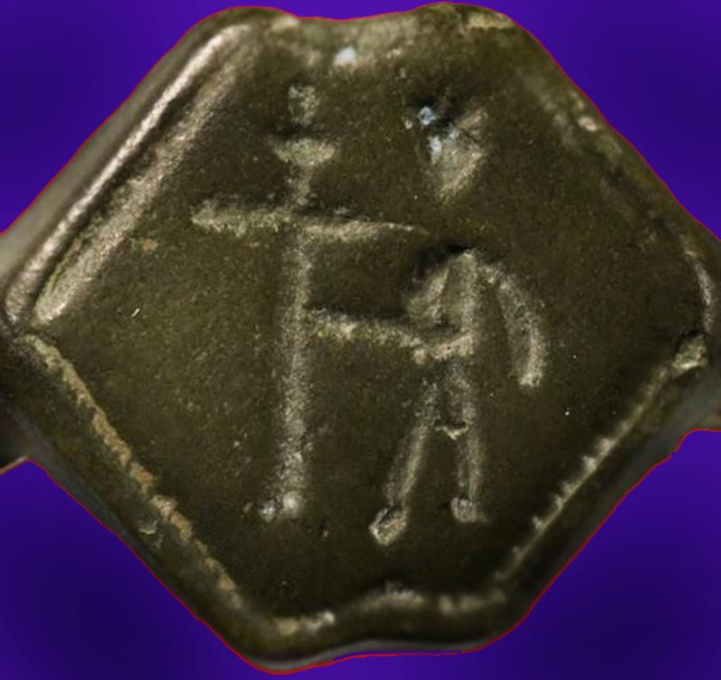 1000 Year Old Superb Crusades Period Bronze Status Ring of A Norman Knight of Christ of The 1st Crusades. Depicting Christ Bearing His Crucifix for The Crucifixion. In Excellent Condition with Fine Original Age Patination