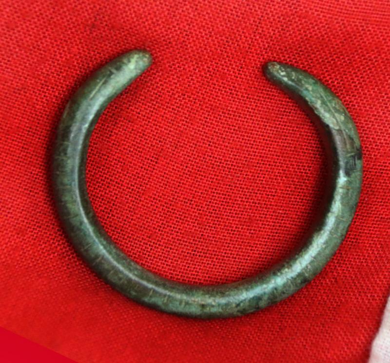 A Most Attractive, Serpent, Bronze Age Power Bracelet, Armilla, & Arm Ring. A Fabulous 1000 B.C. Arm Adornment, With Most Beautiful Natural Aged Patination Colour of Rich Emerald Green, In Superb Condition With Substantial Heft & Gravitas