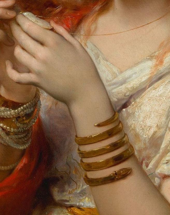 A Most Attractive, Serpent, Bronze Age Power Bracelet, Armilla, & Arm Ring. A Fabulous 1000 B.C. Arm Adornment, With Most Beautiful Natural Aged Patination Colour of Rich Emerald Green, In Superb Condition With Substantial Heft & Gravitas