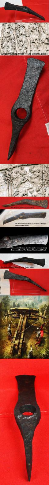 3rd Century Roman Axe-Adze 'Dolabra' Roman Empire to Byzantine Period For The Construction of Military Forts & Bridges, To The Making of Seige Weapons, Such as Catapulta and Ballista In Times Of Combat Used From the 3rd to 14th Century. A Tool & Weapon