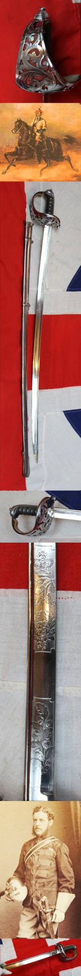British Early Victorian Jacob Pattern Pierced Scroll Hilted Cavalry Sword, With Quill Back Blade. Also Known As The Rare Scinde Horse Pattern. A Most Beautiful and Exceptionally Elegant British Cavalry Sabre From the Earliest Raj Period of India