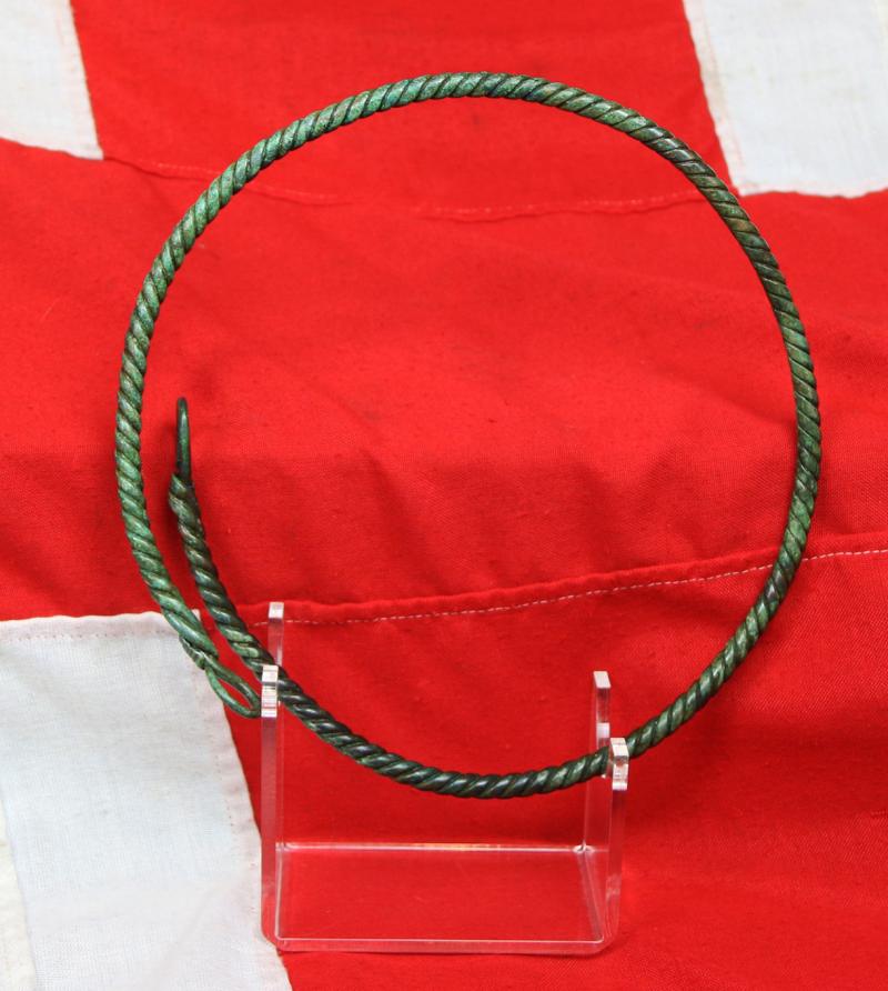 An Original Very Rare Neck Torc of a Legendary, Notorious & Terrifying Viking Mercenary Warrior, A Spectacular, Original & Ancient Viking 'Berserker's' Status Neck Adornment in Bronze. Even the Fiercesome Viking's Were in Fear Of Them. 1200 Years Old