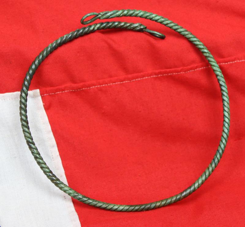 An Original Very Rare Neck Torc of a Legendary, Notorious & Terrifying Viking Mercenary Warrior, A Spectacular, Original & Ancient Viking 'Berserker's' Status Neck Adornment in Bronze. Even the Fiercesome Viking's Were in Fear Of Them. 1200 Years Old