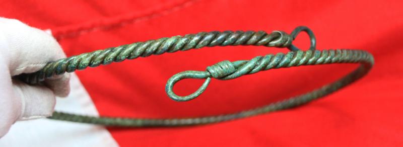 An Original Very Rare Neck Torc of a Legendary, Notorious & Terrifying Viking Mercenary Warrior, A Spectacular, Original & Ancient Viking 'Berserker's' Status Neck Adornment in Bronze. Even the Fiercesome Viking's Were in Fear Of Them. 1200 Years Old