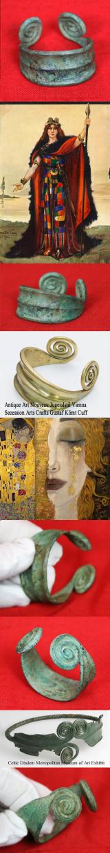 A Remarkably Beautiful & Elegant Proto Celtic Bronze Age Bracelet Circa 2600 Years Old. That Continued Use Into Era Of The Great Iceni Celtic Queen Boudica. And, The Bracelet That Inspired Gustav Klimt One Of The Greatest Art Nouveau Artists In The World