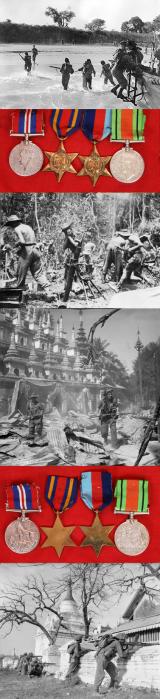 Four Royal Marine Commando WW2 Burma Campaign Medal Group, of Ronald Edward Meadowcroft 1939-46. Including Burma Railway Assisting POW Liberation Action