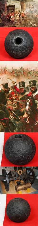 5 1/2 inch Howitzer Explosive Cannon Ball. Likely Fired From Bull's Troop {at Hougemont} Royal Horse Artillery. Fired Into A Nearby Wood to Clear The French Tirailleurs {Napoleon's Light Infantry Skirmishers}. This Example Obviously Failed to Detonate