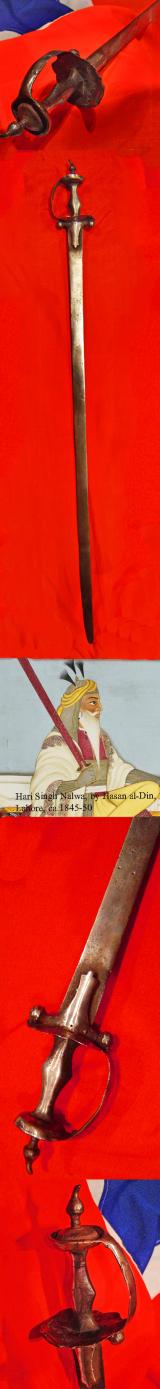 Early 17th to 18th Century Sikh Khanda Hilt Firangi Long Sword