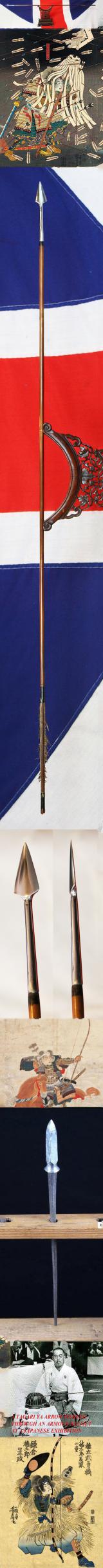 A Delightful & Beautiful Early to Mid Edo Period 1598-1863 Samurai War Arrow, Yanone. A Tagari-Ya With A Long Yadake Bamboo Haft , With Traces of Sea Eagle Flights and Traditional Tamagahane Steel Head In Incredibly Rare Stunningly Beautiful Polish