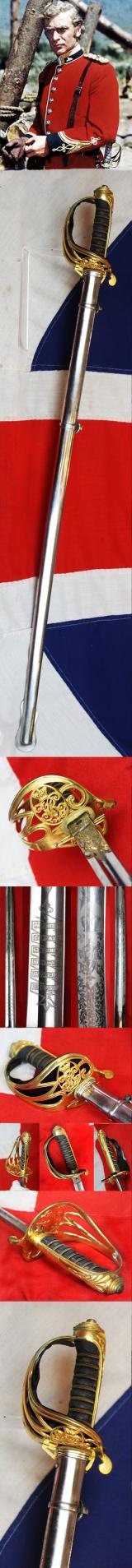 Very Fine & Beautiful, Victorian, ‘Scottish’ Officer's Sword of Presentation Grade, 29th Lanarkshire Regt. Volunteers. Presented By His Company to Captain Hincksman in 1875.Identical to The Sword Used by Lt Bromhead at Rorke's Drift