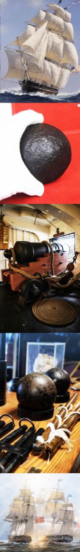 A Rare, Superb and Impressive Original British or American 24-Pounder Naval Cannon Ball Souvenir of the War of 1812. The Round Shot Cannon Ball Is Indistinguishable Between US or British Fired 24 Pounders