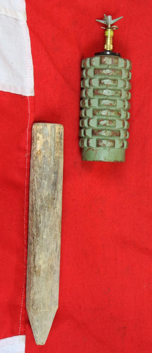 Deactivated Original Yugoslavian Stake Mine PMR-2A Anti-Personnel Mine. From the Bosnian War With Original UMNP-1V Fuse