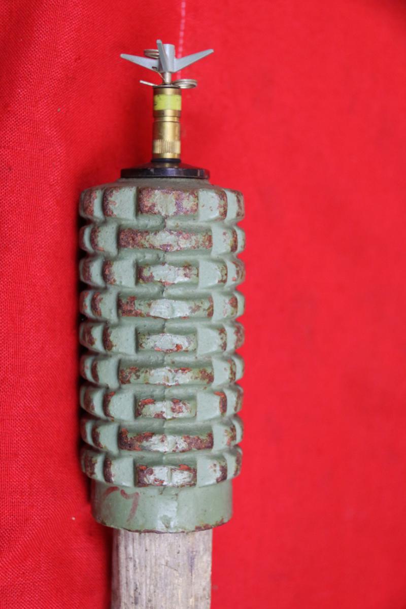 Deactivated Original Yugoslavian Stake Mine PMR-2A Anti-Personnel Mine. From the Bosnian War With Original UMNP-1V Fuse