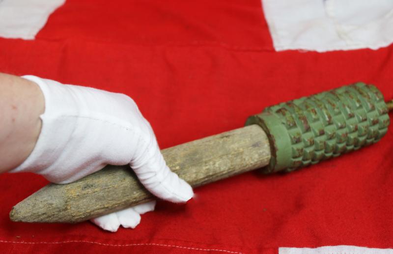 Deactivated Original Yugoslavian Stake Mine PMR-2A Anti-Personnel Mine. From the Bosnian War With Original UMNP-1V Fuse