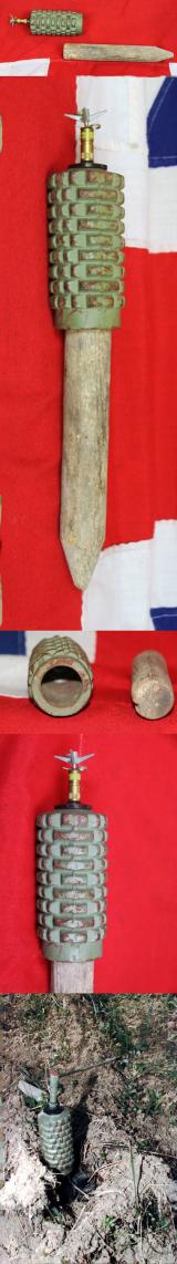 Deactivated Original Yugoslavian Stake Mine PMR-2A Anti-Personnel Mine. From the Bosnian War With Original UMNP-1V Fuse