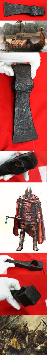 A Fabulous, Rare, Original, Ancient Viking Wrought Iron Battle Hammer-Axe. Around 1100 to 1200 Years Old. Discovered During An Old Excavation at York in 1872. Typography Wheeler TypeIV From The Earliest Period of The Viking Incursions Into England