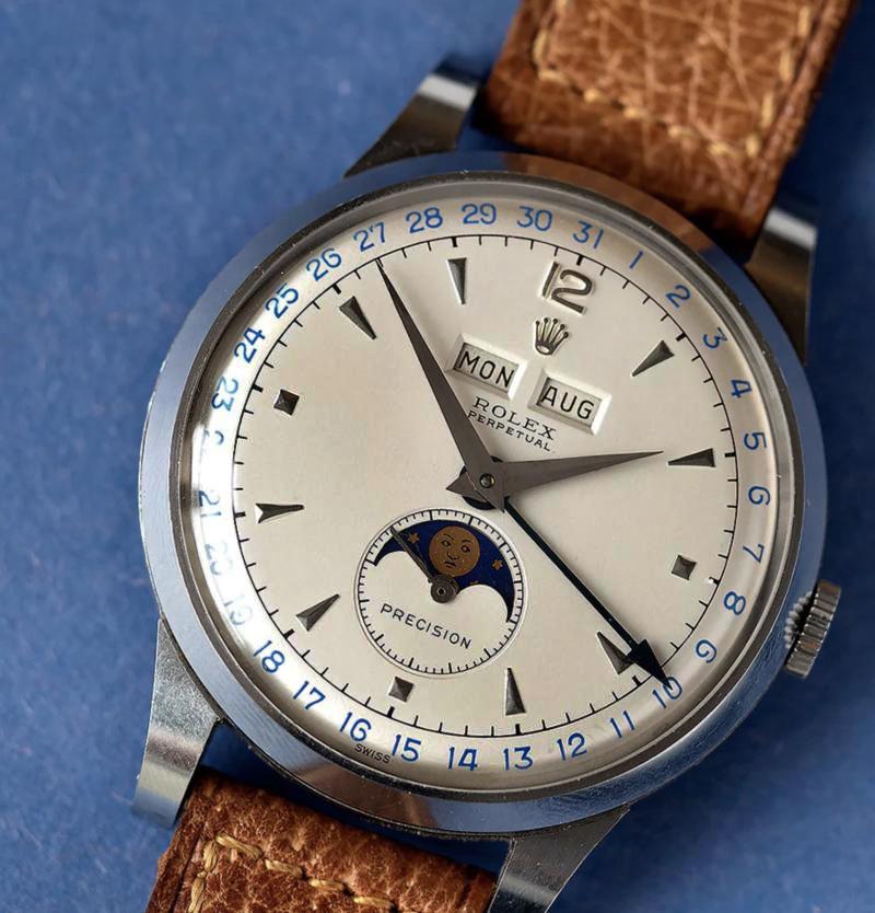 A Super, 1950's Vintage, Yet Incredibly Affordable, Triple Calender Moon-Phase, Complicated Movement of 17 Rubies, Wristwatch, in Rolled Gold By Rex of Switzerland. Hand Winding Movement. An Amazingly Beautiful Collector's Piece.